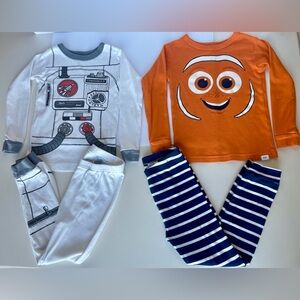 3 Pairs 100% Cotton 5T Pajamas Astronaut Space PJs Finding Nemo PJs Baby Gap